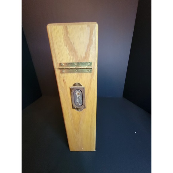 Lion’s Head Knocker Fireplace Match Holder Oak Wood Box Hinged Closure - Picture 3 of 7